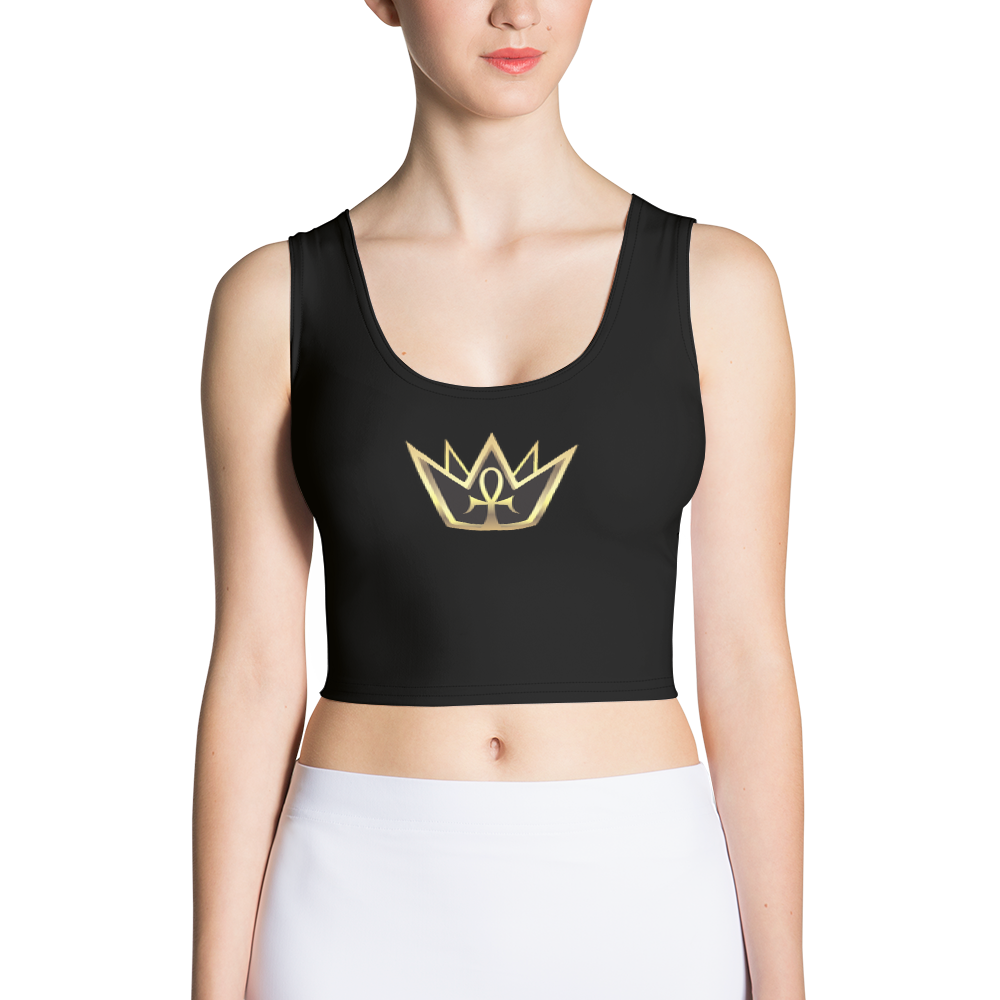 Crowned Queen Black Sublimation Cut & Sew Crop Top