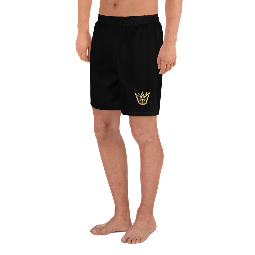 Crowned King Black Men's Athletic Long Shorts