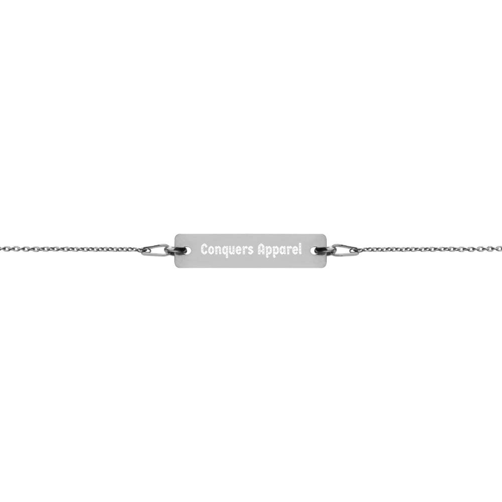 CA Engraved Silver Bar Chain Bracelet